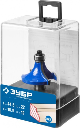 Фреза по дереву ЗУБР ПРОФЕССИОНАЛ 44,5x22мм, радиус 16мм, кромочная калевочная №1 28701-44.5 - изображение 2