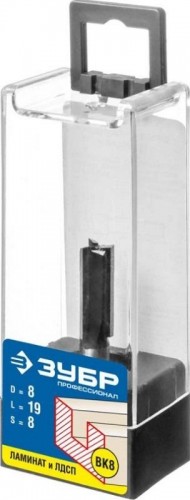 Фреза по дереву ЗУБР ПРОФЕССИОНАЛ 8x19мм, хвостовик 8мм, прямая 28780-8-19 - изображение 2