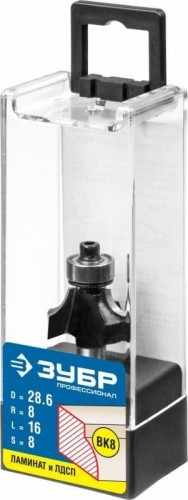 Фреза по дереву ЗУБР ПРОФЕССИОНАЛ 28,6x16мм, радиус 8мм, кромочная калевочная №1 28784-28.6 - изображение 2
