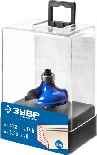 Фреза по дереву ЗУБР ПРОФЕССИОНАЛ 41,3x18мм, радиус 6.3мм, кромочная калевочная №5 28706-41.3 - изображение 2