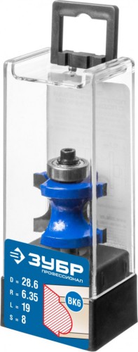 Фреза по дереву ЗУБР ПРОФЕССИОНАЛ 28,6x19мм, радиус 6.3мм, с подшипником 28722-28.6 - изображение 3