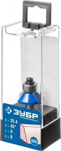 Фреза по дереву ЗУБР ПРОФЕССИОНАЛ 25.4x10мм, кромочная калевочная(фасочная) №9 28711-25.4 - изображение 2