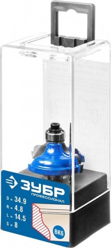 Фреза по дереву ЗУБР ПРОФЕССИОНАЛ 34,9x15мм, радиус 4.8мм, кромочная калевочная №5 28706-34.9 - изображение 2