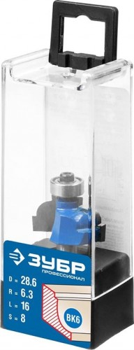 Фреза по дереву ЗУБР ПРОФЕССИОНАЛ 28,6x16мм, радиус 6.3мм, кромочная калевочная №7 28708-28.6 - изображение 2