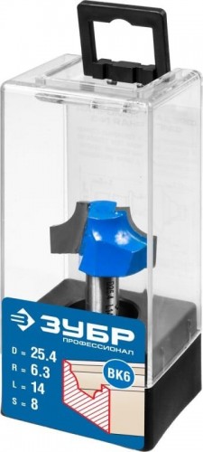Фреза по дереву ЗУБР ПРОФЕССИОНАЛ 25.4x14мм, радиус 6.3мм, фасонная №1 28740-25.4 - изображение 2