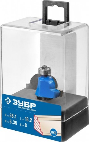 Фреза по дереву ЗУБР ПРОФЕССИОНАЛ 38.1x18мм, радиус 6.3мм, кромочная калевочная №6 28707-38.1 - изображение 2