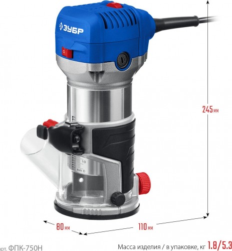 Фрезер сетевой ЗУБР ФПК-750Н Профессионал кромочный, сумка - изображение 2