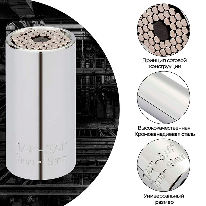 Трещотка с универсальной головкой FROSP 7-19 мм - изображение 3