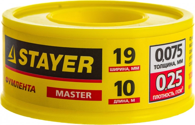 Фум лента STAYER MASTER плотность 0,25 г/см3, 0,075ммх19ммх10м 12360-19-025 - изображение 3