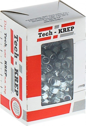 Гайка Tech-KREP М 5 (уп.200 шт.) DIN985 с контрящим кольцом оцинкованная 105252