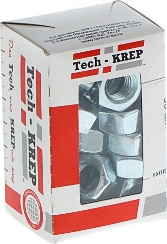 Гайка Tech-KREP М 6 (уп.200 шт.) DIN934 шестигранная оцинкованная 105247
