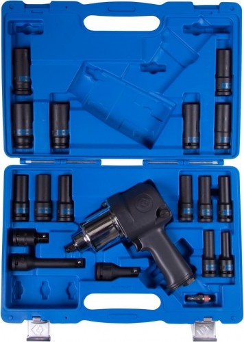 Гайковерт пневматический KING TONY 44108AMP01 ударный, с комплектом головок, 19 предметов