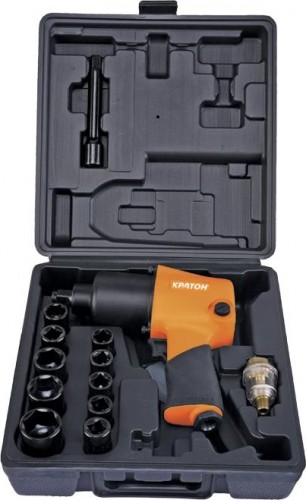 Гайковерт пневматический КРАТОН AIW-02S с набором ударных головок 3 01 07 012