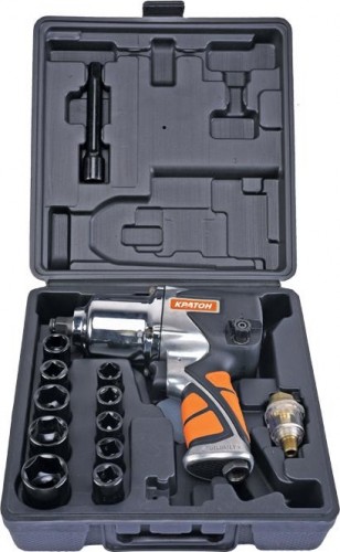 Гайковерт пневматический КРАТОН AIW-03S с набором ударных головок 3 01 07 013