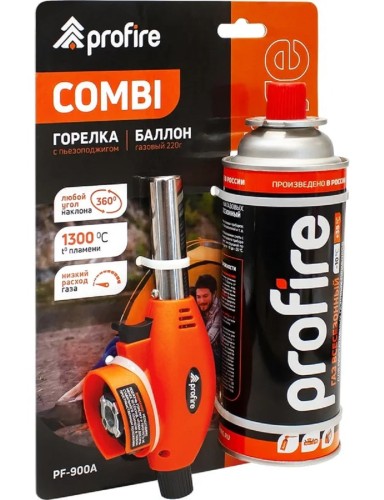 Газовая горелка с баллончиком PROFIRE COMBI PF-900A с пьезоподжигом 00-00004576