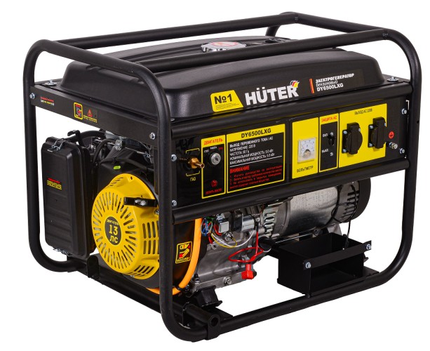 Генератор бензиновый HUTER DY 6500 LXG (бензин/газ) электростартер 64/1/32