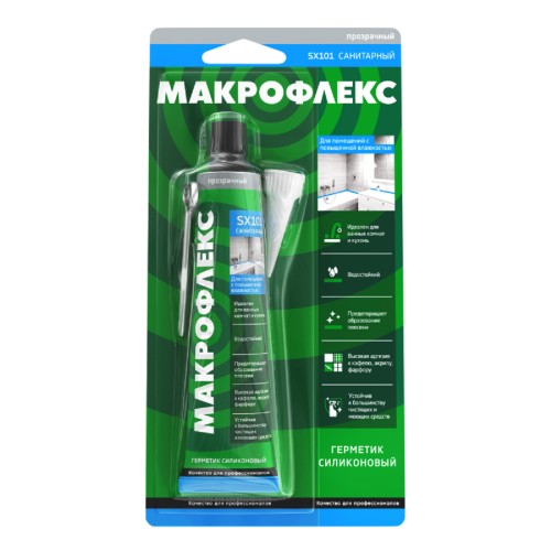 Герметик МАКРОФЛЕКС SХ101 (70 мл.) санитарный, прозрачный 3002436 Б0026310