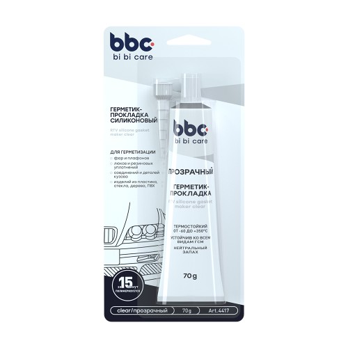 Герметик-прокладка BI BI CARE силиконовый прозрачный, 70 г 4417