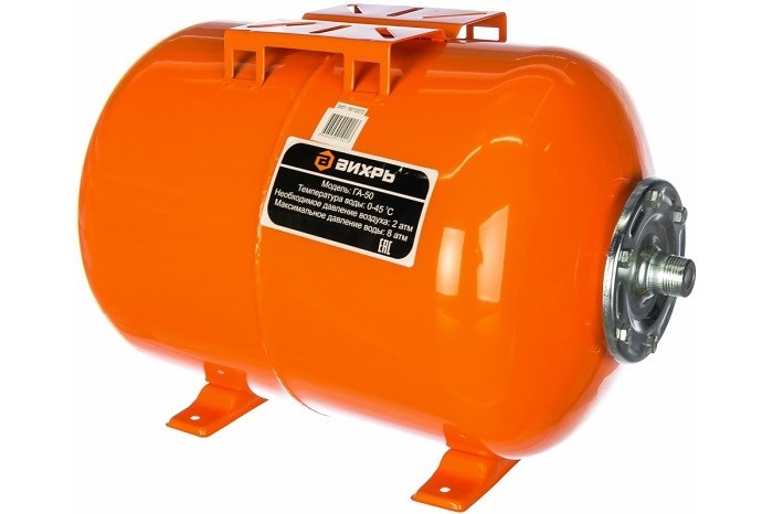 Гидроаккумулятор ВИХРЬ ГА 50 горизонтальный 68/6/2