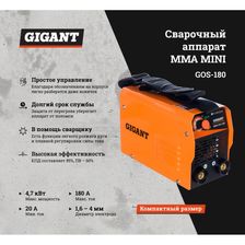 Сварочный аппарат Gigant MMA MINI GOS-180 - изображение 25