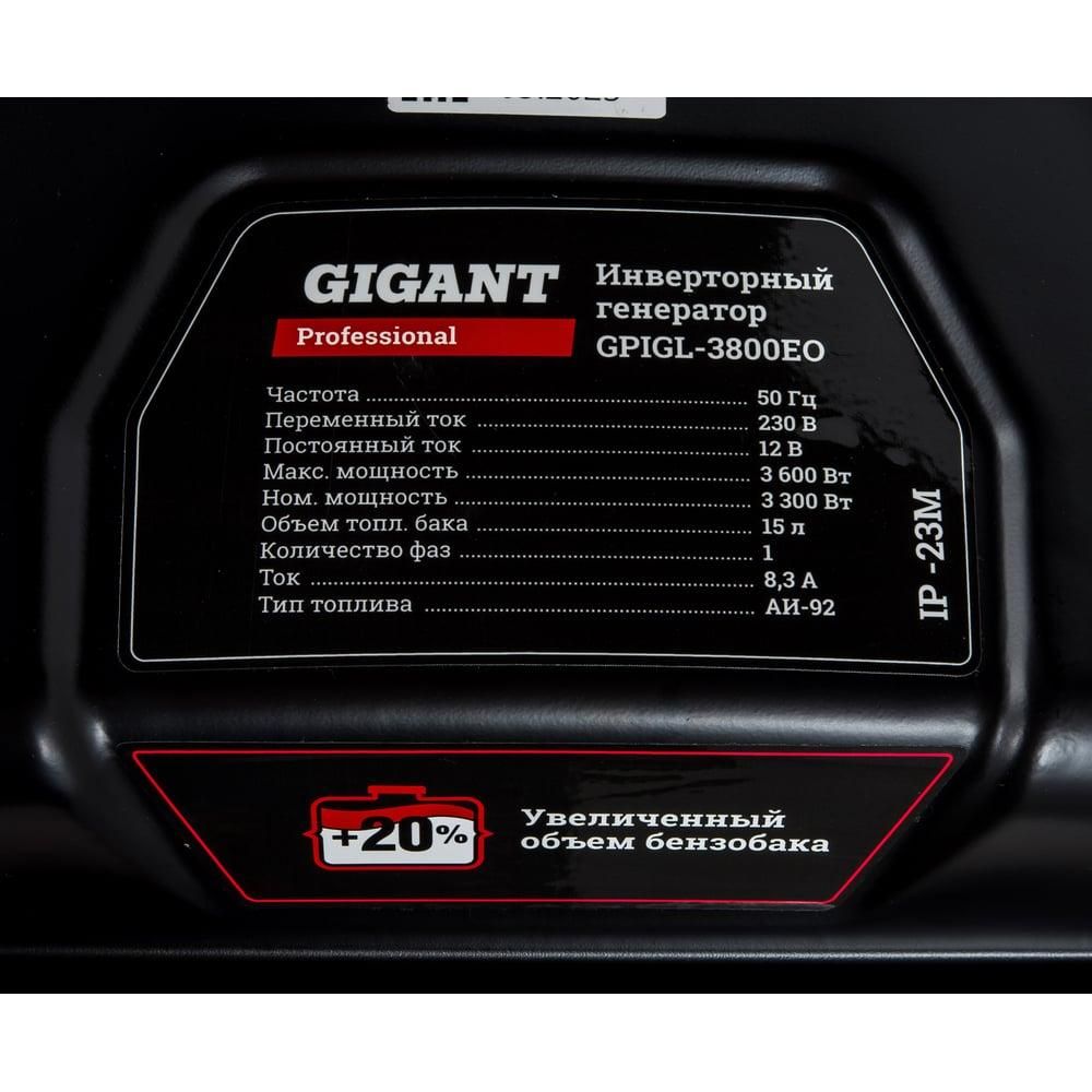 Инверторный генератор Gigant Professional GPIGL-3800EO - изображение 6