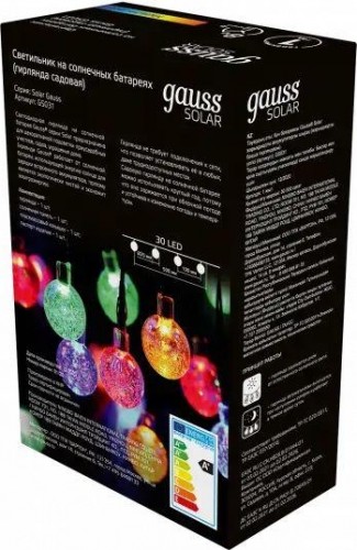 Гирлянда GAUSS GS031 садовая на солнечной батарее 30 led шары мультицве - изображение 3