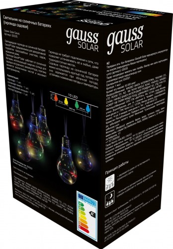 Гирлянда GAUSS GS035 садовая на солнечной батарее, мультицвет - изображение 2