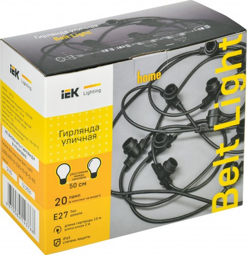 Гирлянда IEK LIGHTING белт-лайт 10м, 20 патронов, Е27, без ламп IP65 LGDU601-0-020-10-B-S-65 - изображение 3