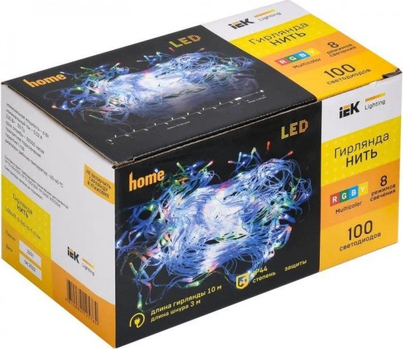 Гирлянда IEK LIGHTING нить 10м, 100 светод. GRB свет IP44, контроллер 8 сцен LGDU111-3-100-10-T-S-44 - изображение 3