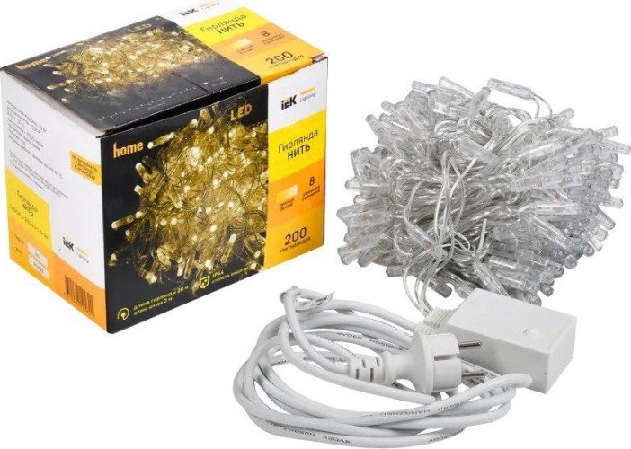 Гирлянда IEK LIGHTING нить 20м 200 светодио. теплый белый свет IP44, контр/8 сцен LGDU111-1-200-20-T-S-44