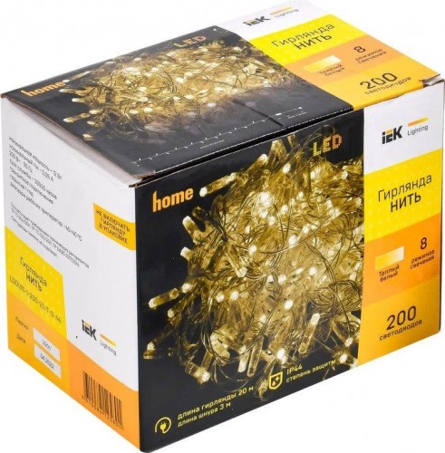 Гирлянда IEK LIGHTING нить 20м 200 светодио. теплый белый свет IP44, контр/8 сцен LGDU111-1-200-20-T-S-44 - изображение 3