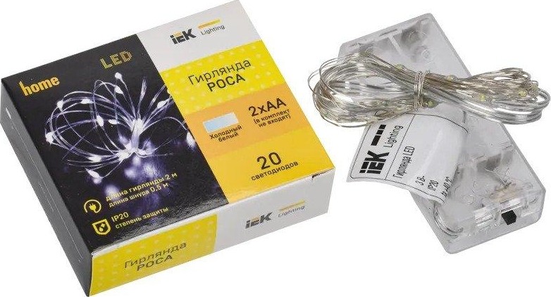 Гирлянда IEK LIGHTING роса 2м 20 светодиодов белый свет IP20 2AA LGDB500-2-020-02-T-B-20