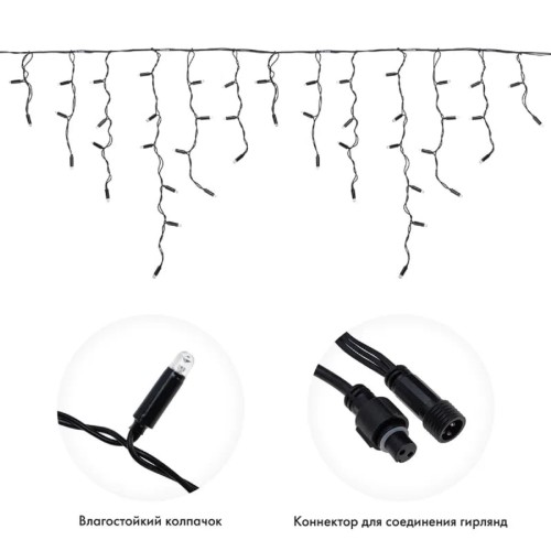 Гирлянда Neon-Night 255-046 БАХРОМА (Айсикл), 2,4х0,6м, 88 LED ТЕПЛЫЙ БЕЛЫЙ - изображение 3