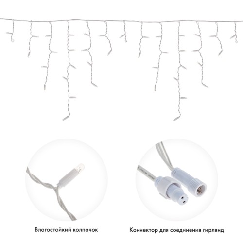 Гирлянда Neon-Night 255-138 БАХРОМА (Айсикл), 4,8х0,6м, 176 LED ТЕПЛЫЙ БЕЛЫЙ