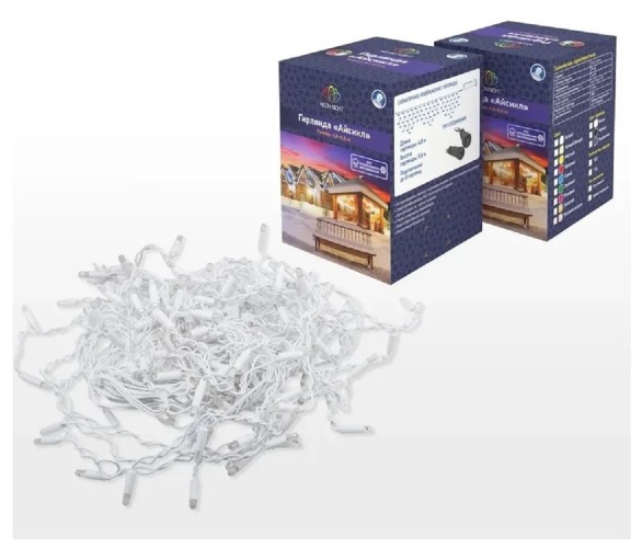 Гирлянда Neon-Night 255-161 БАХРОМА (Айсикл), 4,8х0,6м, 176 LED ЖЕЛТЫЙ, IP65 - изображение 5