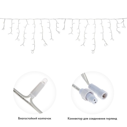 Гирлянда Neon-Night 255-201 БАХРОМА (Айсикл), 4,0х0,6м, 128 LED ЖЕЛТЫЙ 2,3мм