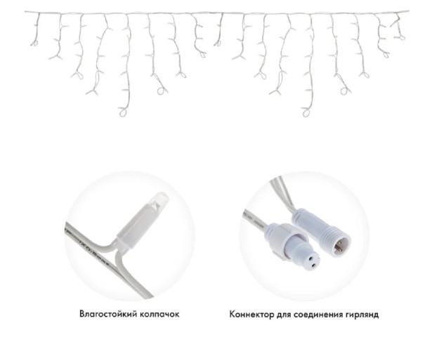 Гирлянда Neon-Night 255-353 БАХРОМА (Айсикл) 4,0х0,6м, 128 LED СИНИЙ 2,3мм - изображение 2