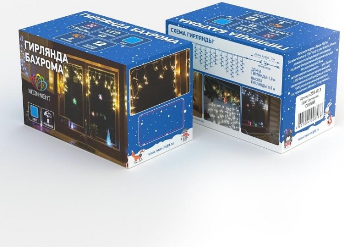 Гирлянда Neon-Night АЙСИКЛ (бахрома) 1,8х0,5 м, 48 LED синие 255-013 - изображение 4