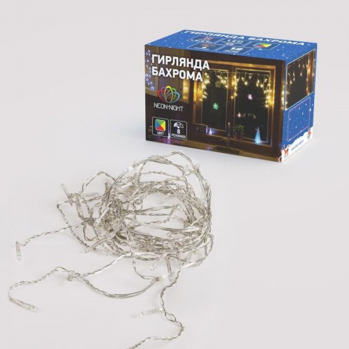 Гирлянда Neon-Night АЙСИКЛ (бахрома) 1,8х0,5 м, 48 LED мультиколор  255-019 - изображение 4