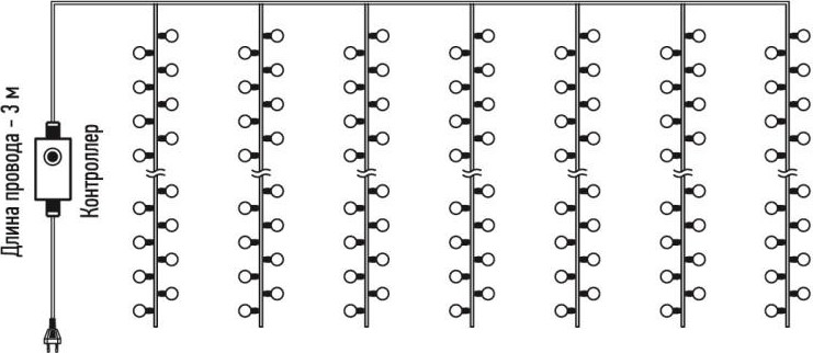 Гирлянда Neon-Night ДОЖДЬ 1,5х1,5 м с насадками шарики d18мм, 144 LED белый 235-045 - изображение 3