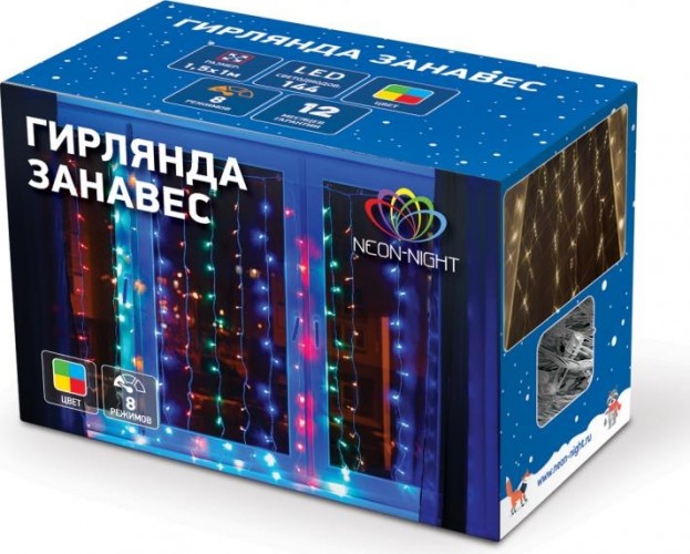 Гирлянда Neon-Night ДОЖДЬ 2x3 м, 240 LED мультиколор 235-069 - изображение 4
