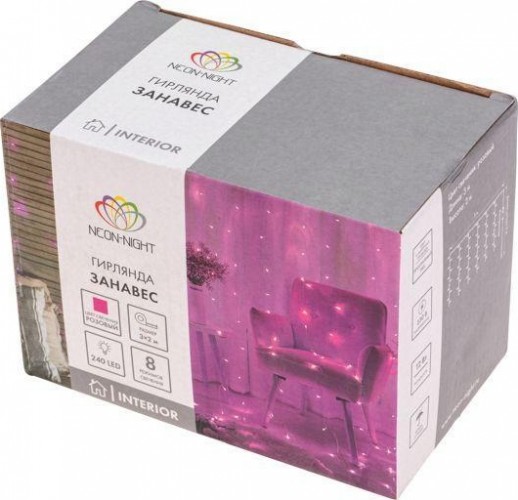 Гирлянда Neon-Night ДОЖДЬ 3х2 м 240 LED, розовый 235-097 - изображение 4