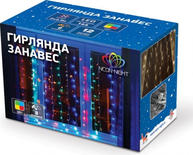 Гирлянда Neon-Night ДОЖДЬ (занавес) 2,5x2 м 300 LED мультиколор 235-059 - изображение 4