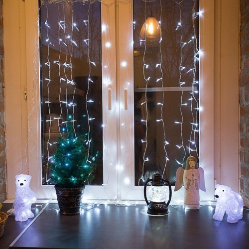 Гирлянда Neon-Night ДОЖДЬ (занавес) 2,5x2 м 300 LED белые  235-055 - изображение 3