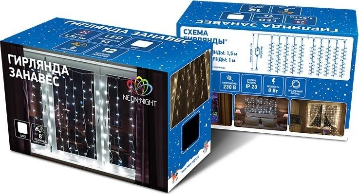 Гирлянда Neon-Night ДОЖДЬ (занавес) 1,5х1,5 м 144 LED синие 235-033 - изображение 4