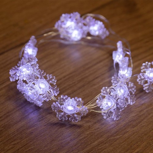 Гирлянда Neon-Night Снежинки 2м 20 LED белые (2*CR2032 в комплекте) 303-010 - изображение 3