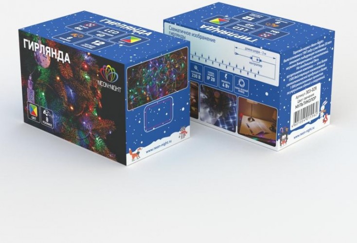 Гирлянда Neon-Night ТВИНКЛ 10м прозрачный ПВХ, 80 LED мультиколор 303-189 - изображение 4