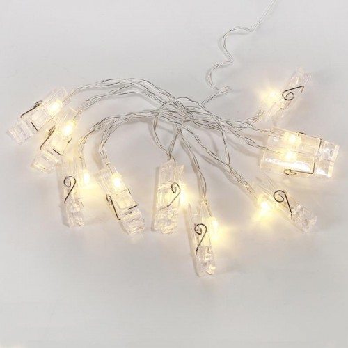 Гирлянда светодиодная Neon-Night Прищепки 1,5 м прозрачный пвх, 10 LED, теплый белый 304-005