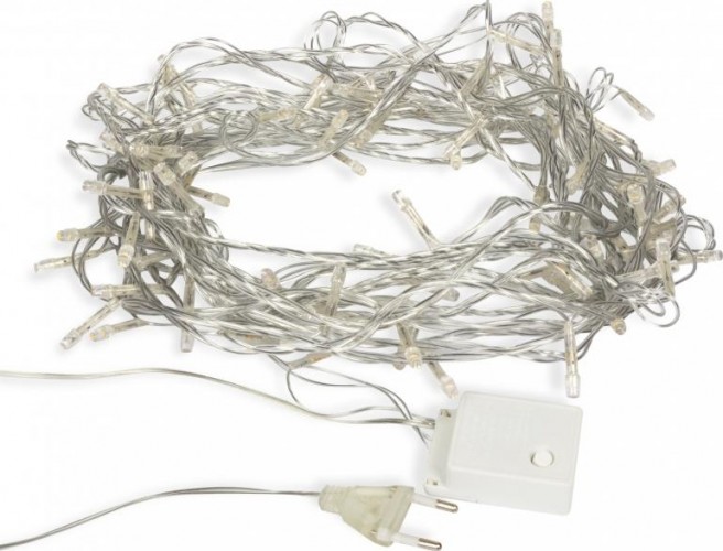 Гирлянда светодиодная Neon-Night 100 LED теплый белый 10 м прозрачный ПВХ с контроллером 303-063