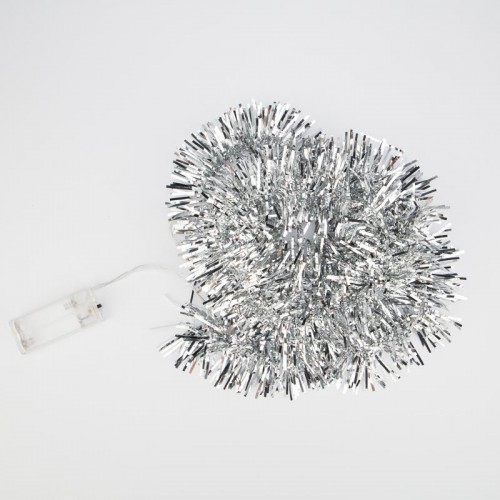 Гирлянда светодиодная Neon-Night Мишура серебряная, 1,5 м прозрачный пвх, 10 LED, белая 304-011